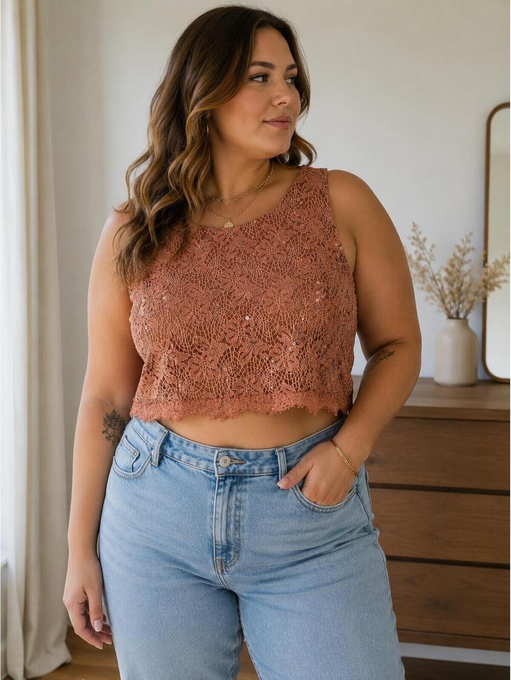 Vintage NWT Lace Sequin Crop Top XL Fairycore Coquette Festival Romantic Date